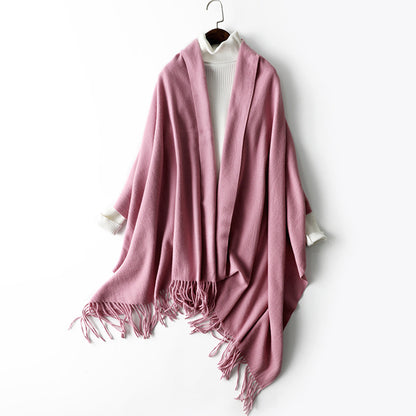 Women's Korean Solid Color Long Thickened Wool Scarfs