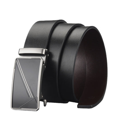 Men's Business Genuine Leather Toothless Automatic Buckle Belts