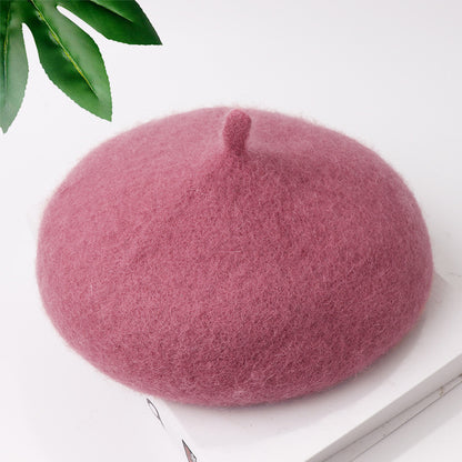 Mob Beret Woolen Solid Color Simple Adult Kids' Headwear