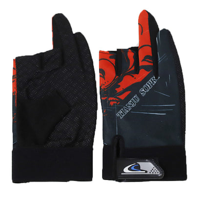 Men's Fishing Printed Dew Three Fingers Spring Gloves