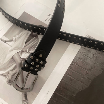 Women's White Punk Vintage Summer Rivet Versatile Belts