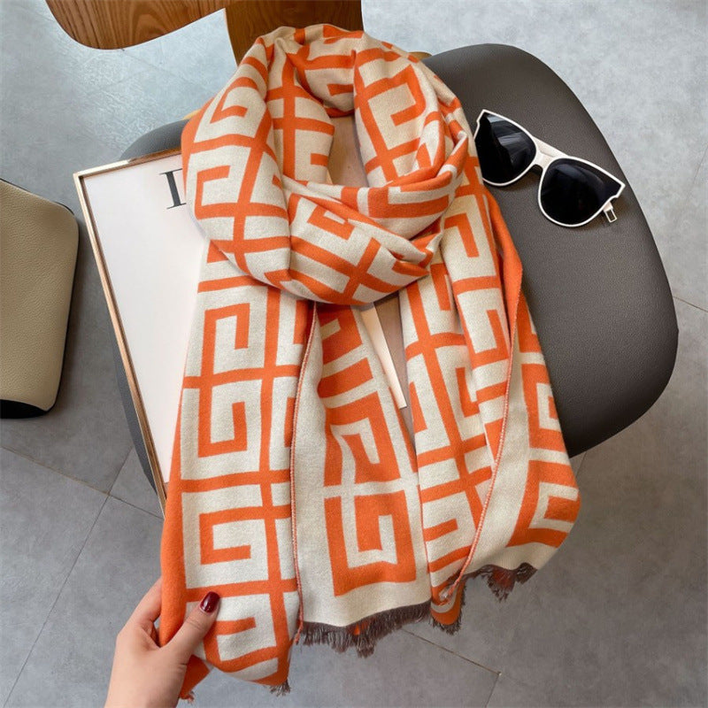 Women's Live Broadcast Artificial Cashmere Geometric Jacquard Scarfs