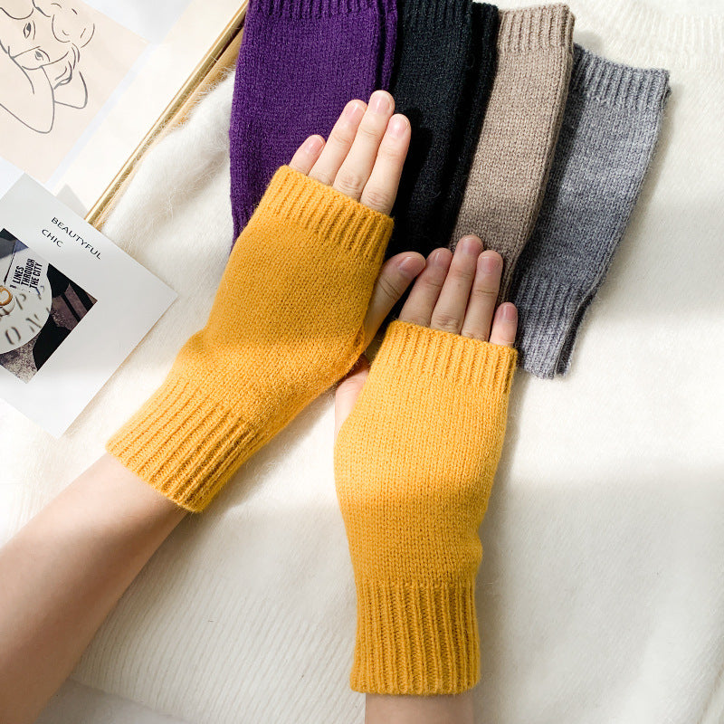 Women's Knitted Half Winter Fingerless Cute Finger Gloves