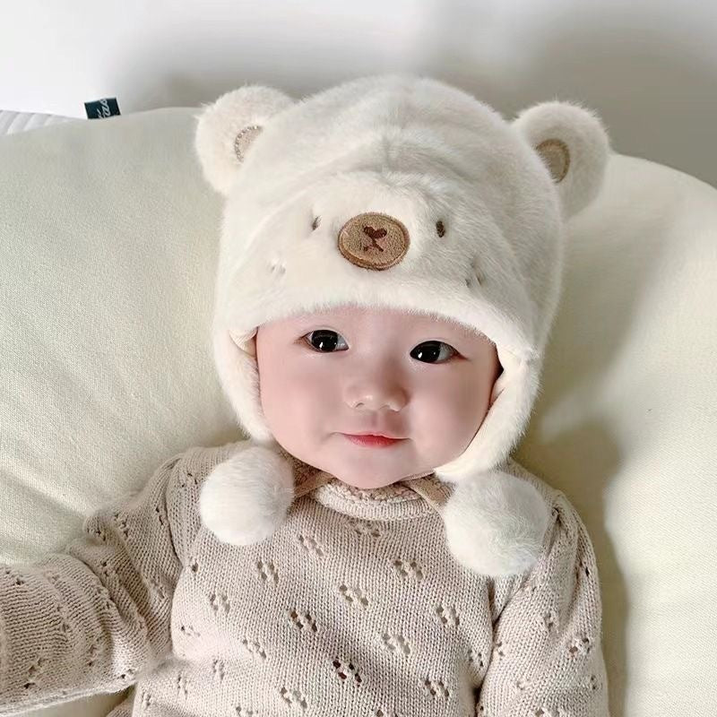 Warm Plush Fleece Cartoon Round Ears Kids' Headwear