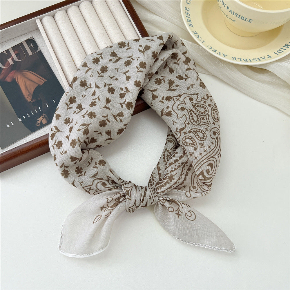 Small Square Towel Silk Female Autumn Summer Bandana Headband Scarfs