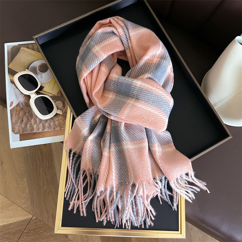 Style Plaid Winter Male Female Thickened Scarfs