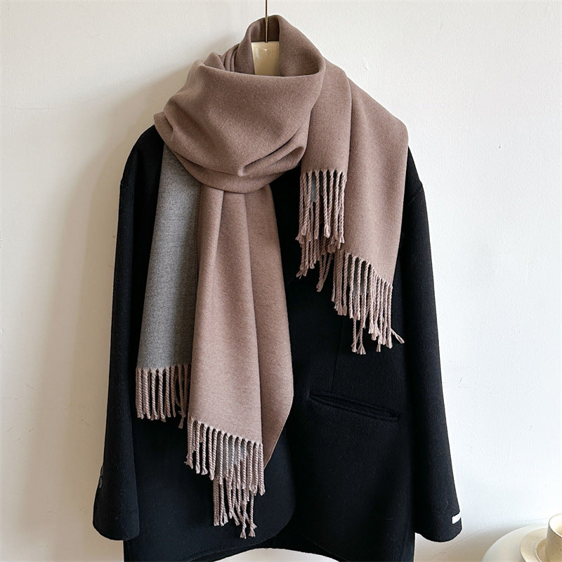 Women's & Men's Cashmere Winter Thickened Warm Double-sided Two-color Scarfs