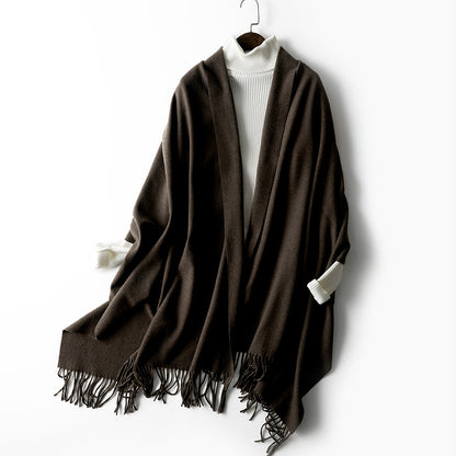 Women's Korean Solid Color Long Thickened Wool Scarfs