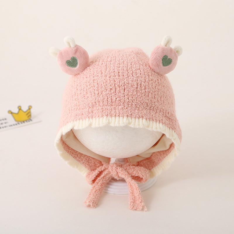 Thickened Warm Knitted Woolen Plush Bonnet Kids' Headwear