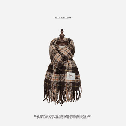 Women's Winter High-grade Korean Style Versatile Lattice Scarfs