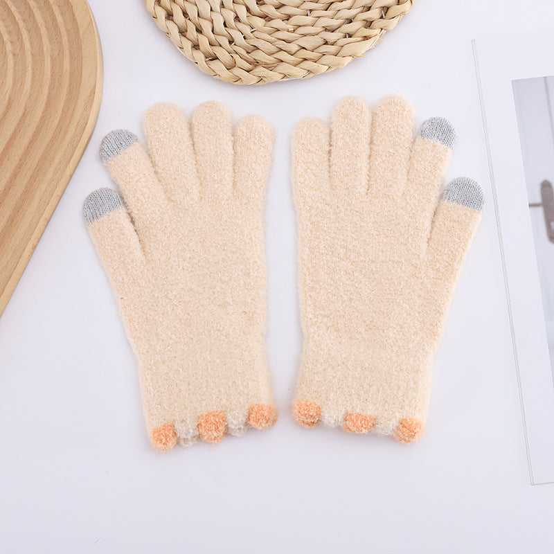 Color Series Plush Small Candy Coral Gloves