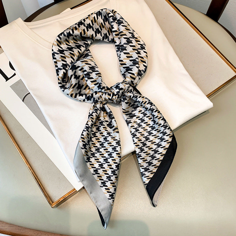 Pattern Decoration Mid-length Artificial Silk Curling Plain Scarfs