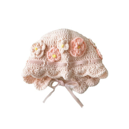 Hat Cute Hollow Flowers Hand-woven Knitted Kids' Headwear