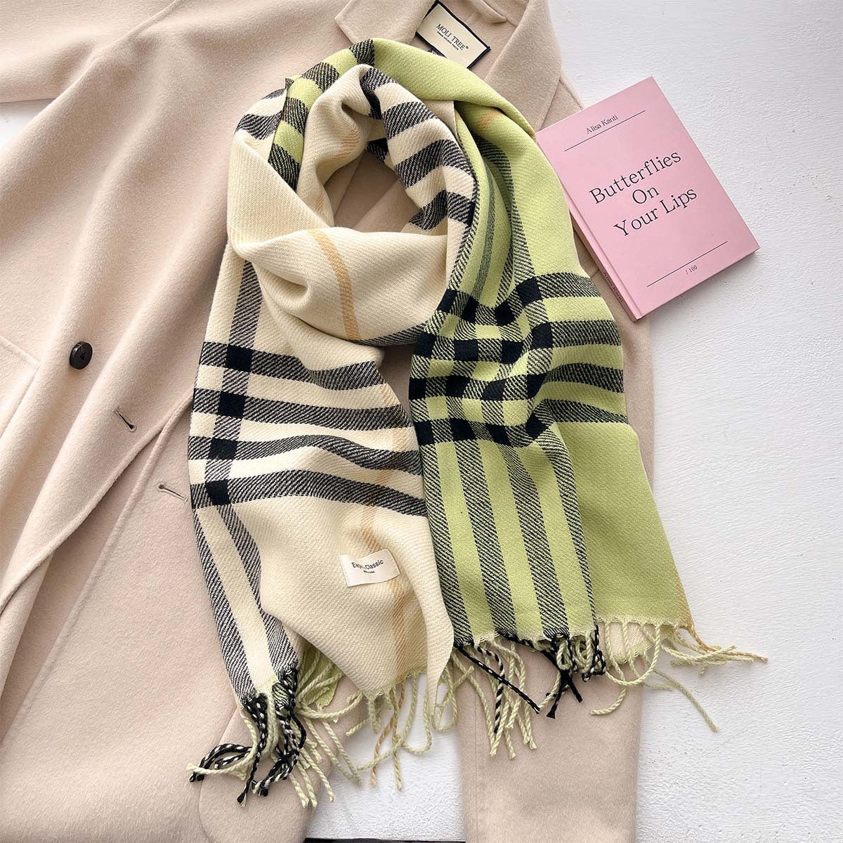 Women's Plaid Double-sided Warm Long Couple Shawl Scarfs