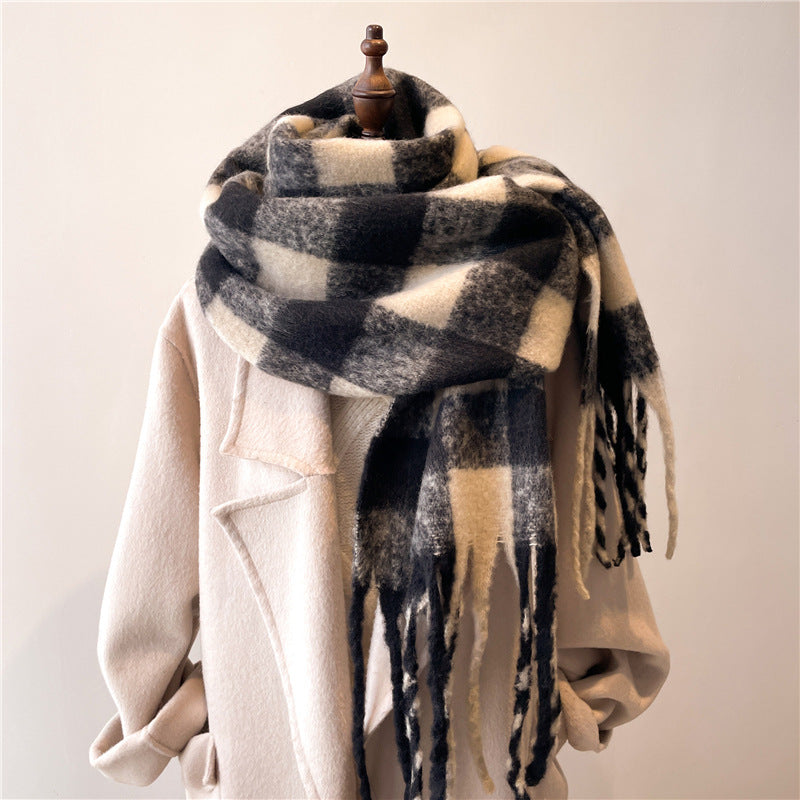 Women's & Men's Artificial Cashmere Plaid Warm Lengthened Thickened Scarfs