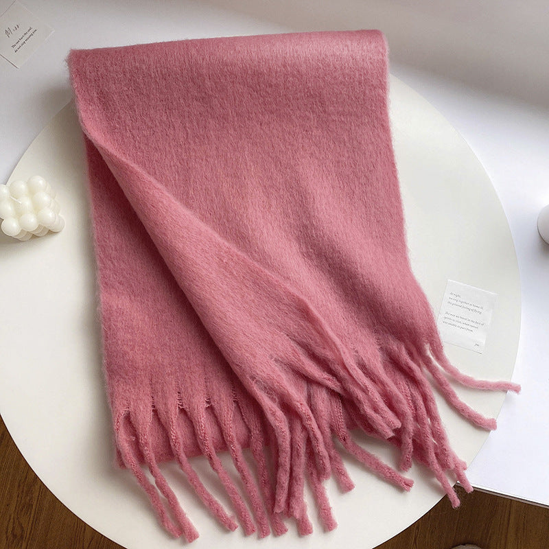 Fluffy Idle Style Solid Color Large Scarfs