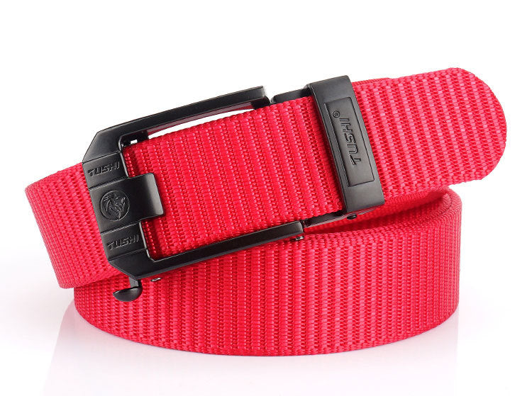 Toothless Automatic Buckle Woven Thick Nylon Canvas Belts