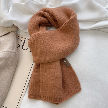 Color Korean Style White Soft Knitted Scarfs