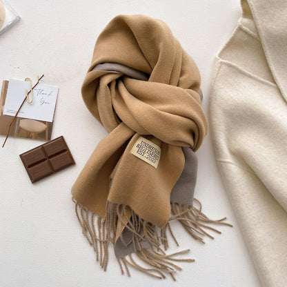 Color Artificial Cashmere Female Winter Korean Thick Warm Scarfs