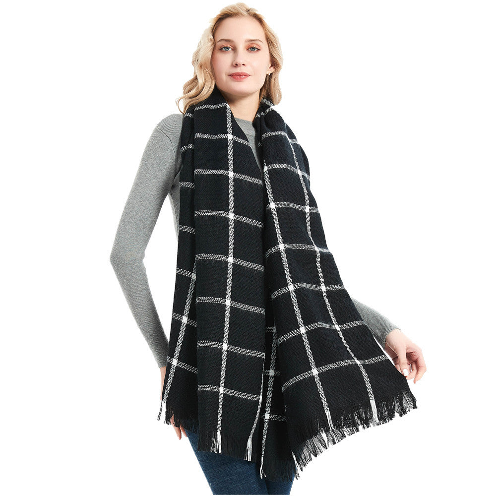 White Plaid Red Artificial Cashmere Air Scarfs