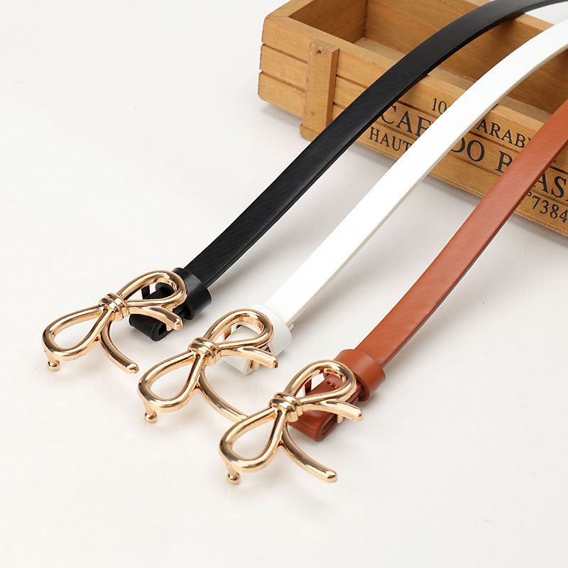 Women's Korean Style Sweet Thin Fashion Bow Belts