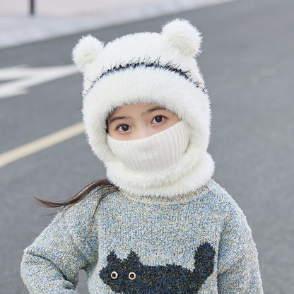 Children's Mask One-piece Thermal Windproof Earflaps Slipover Kids' Headwear