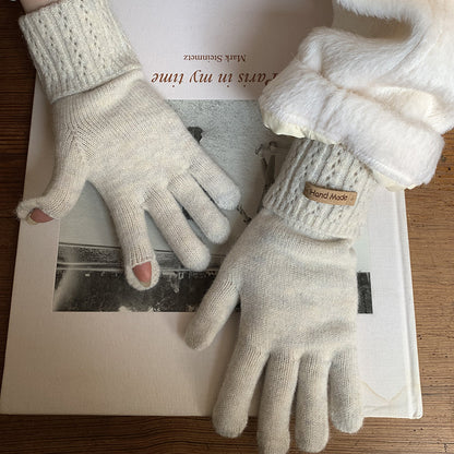 Women's Korean Knitted Five-finger Wool Touch High-quality Gloves