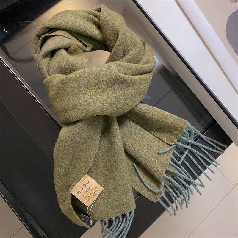 Wool Clip Flower Solid Color Female Winter Scarfs