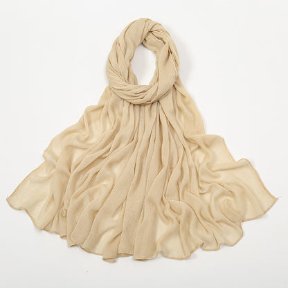 Rayon Headscarf Solid Color Elegant Crumpled Scarfs