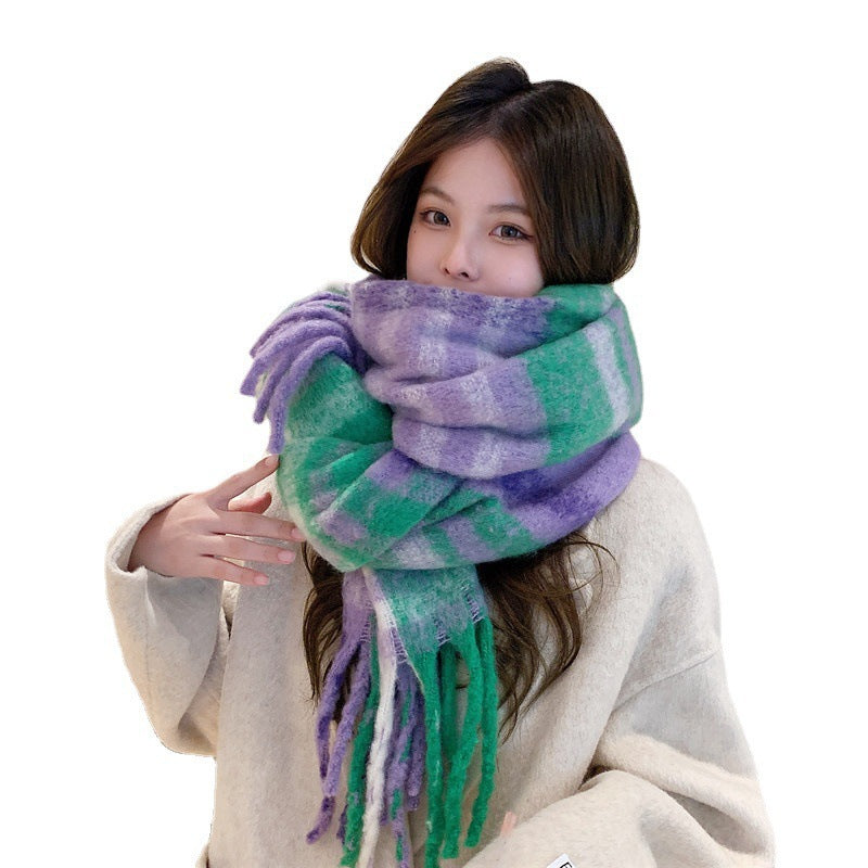 Women's & Men's Plaid Winter High-grade Korean Style Tassel Scarfs