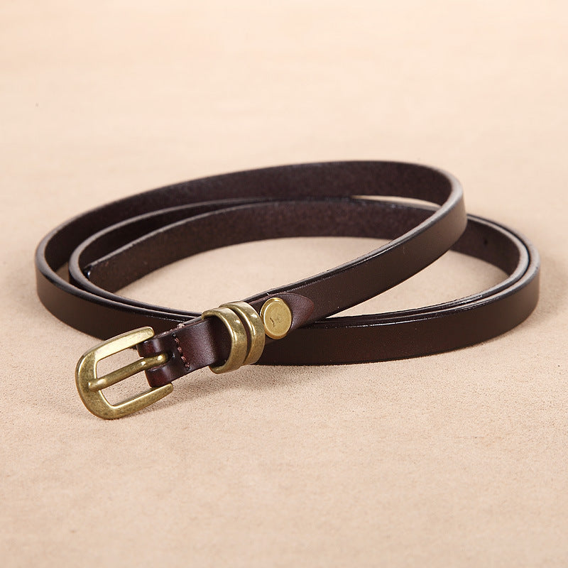 Women's Retro Small Leather Knotted Thin Inner Belts