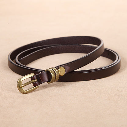 Women's Retro Small Leather Knotted Thin Inner Belts