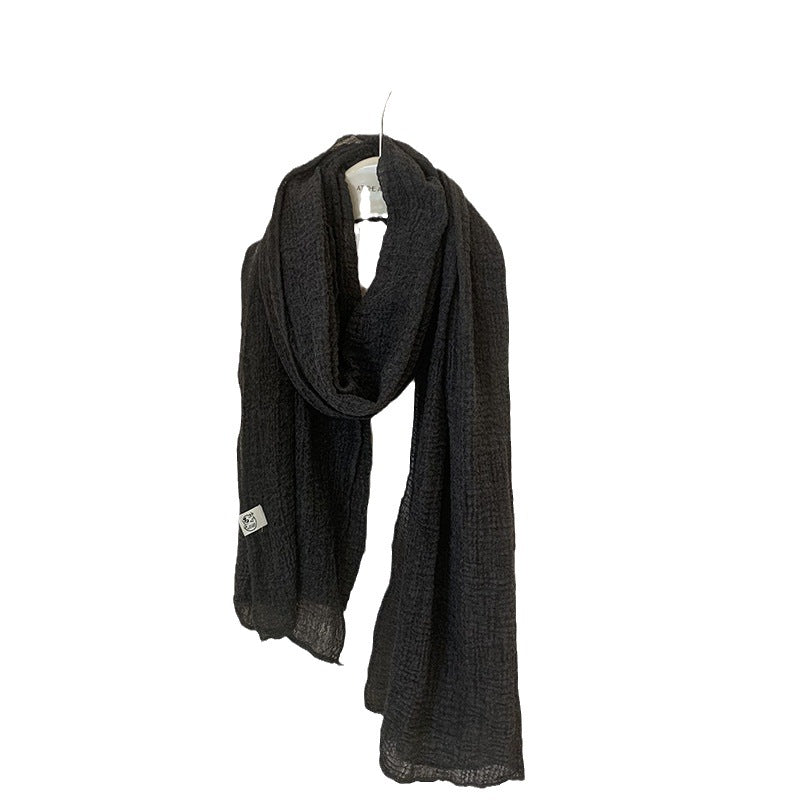 Women's Artistic Style Cotton Linen Korean Solid Scarfs