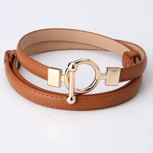 Women's Dark Leather Decoration Fashion Simple Dress Belts