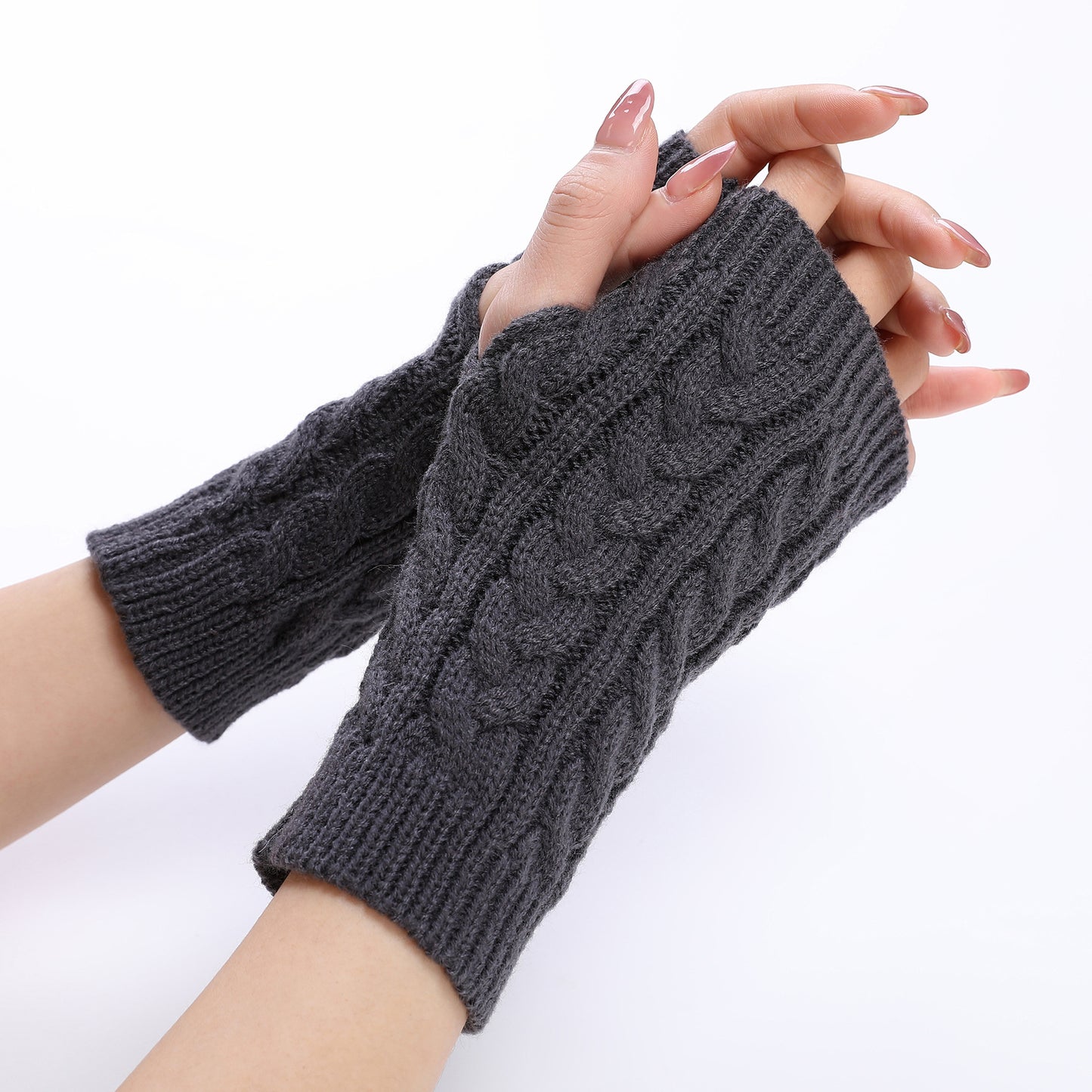 Women's Short Knitting Wool Fashion Fingerless Knit Gloves