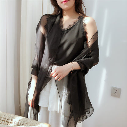 Lightweight Chiffon Pure Color Ice Long Beach Scarfs