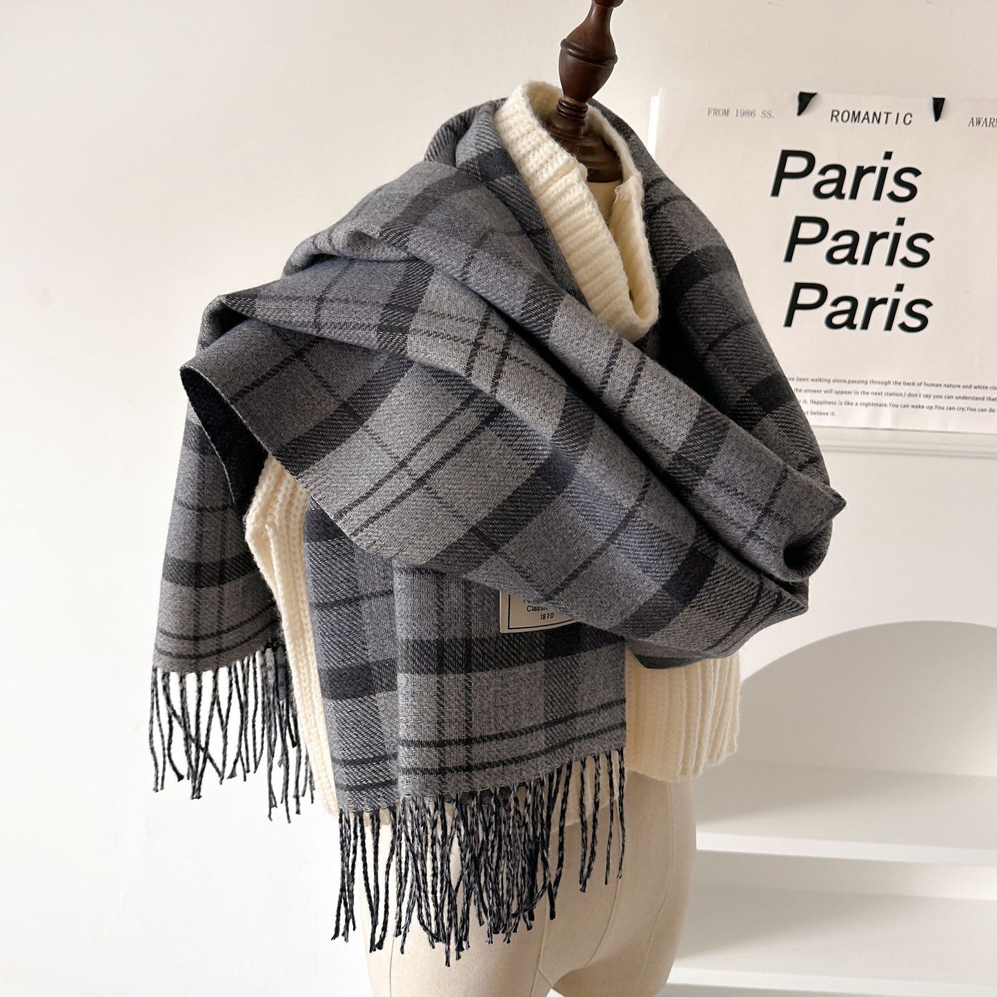 Women's Artificial Cashmere Warm Thick Shawl Plaid Scarfs