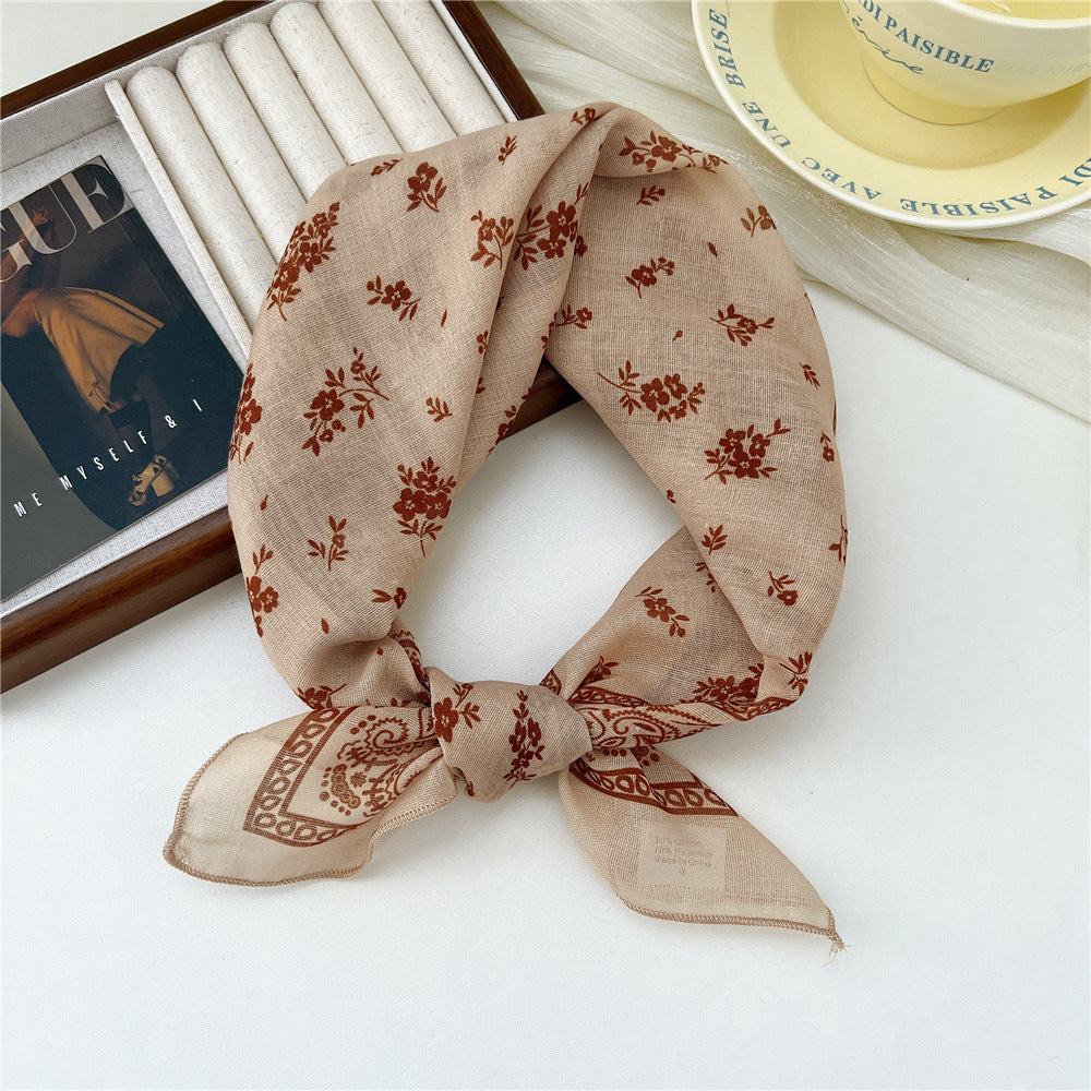 Small Square Towel Silk Female Autumn Summer Bandana Headband Scarfs