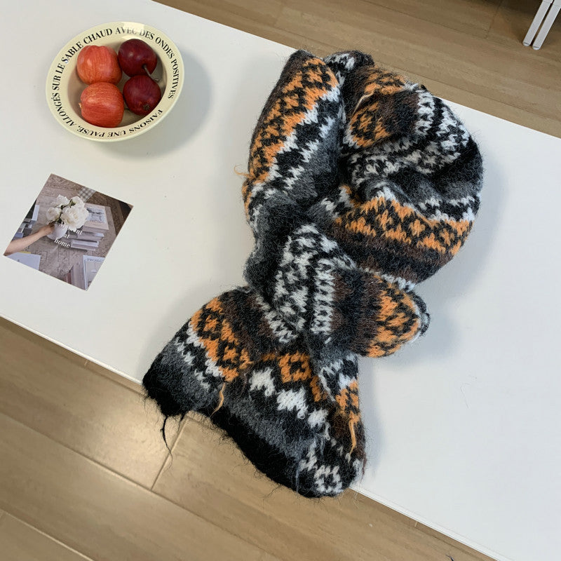 Jacquard Vintage Fair Thick Warm Winter College Style Scarfs