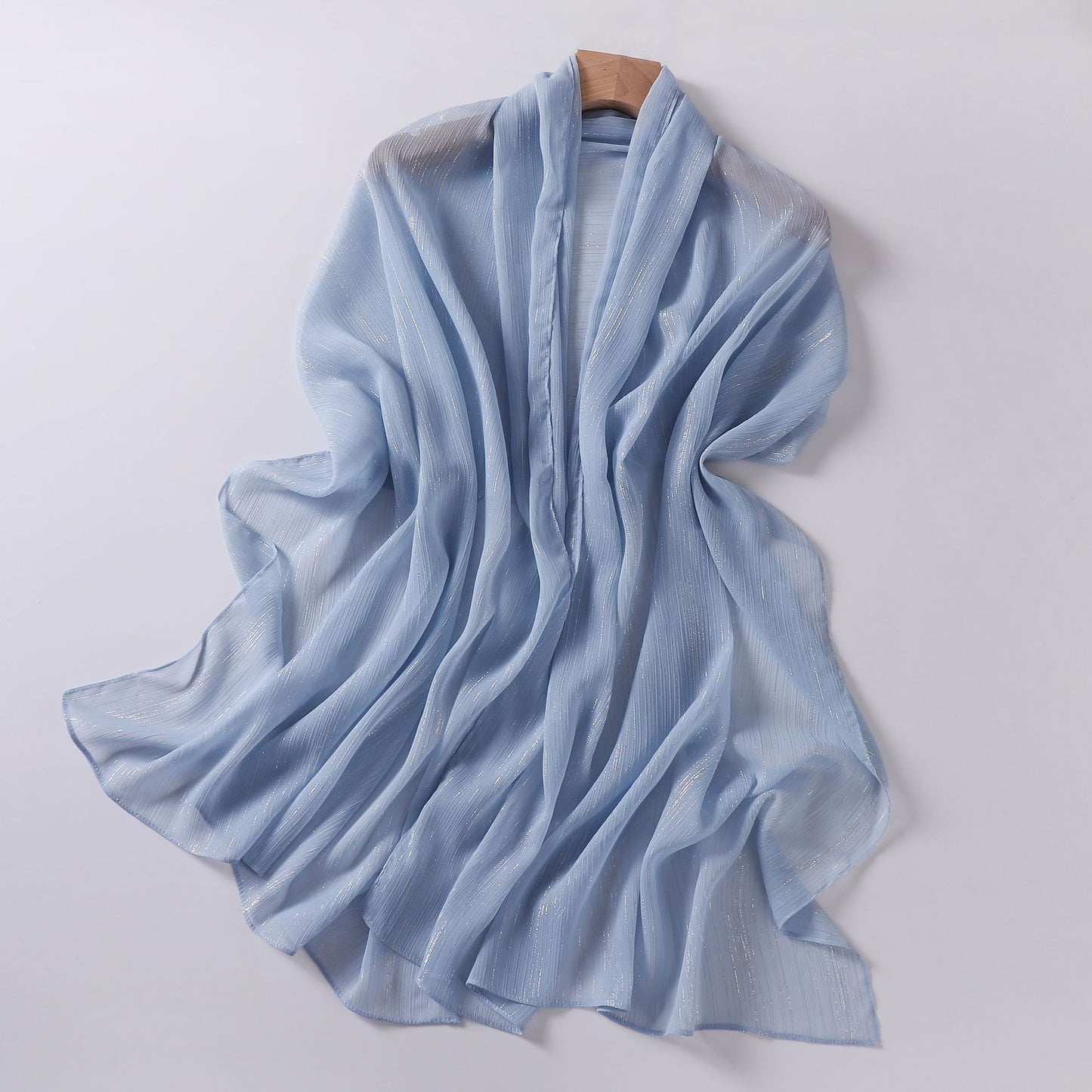 Live Broadcast Chiffon Sier Silk Pleated Long Scarfs