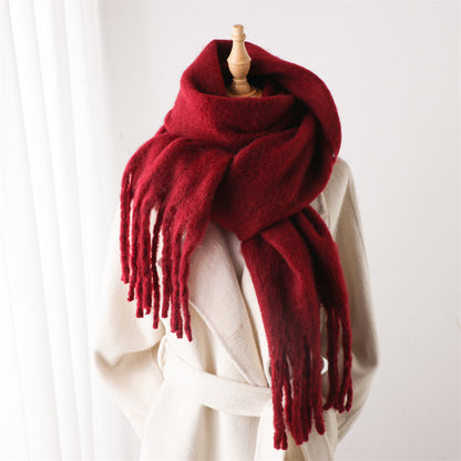 Women's & Men's Pure Color Winter Warm Lengthened Fringe Scarfs