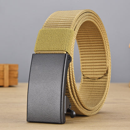 Men's Iron Automatic Buckle Nylon Waistband Outdoor Belts