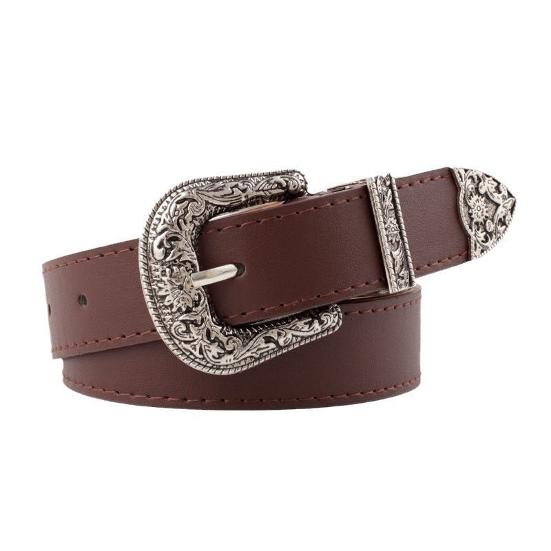 Women's Of Popular Carved Three-piece Retro Casual Versatile Belts