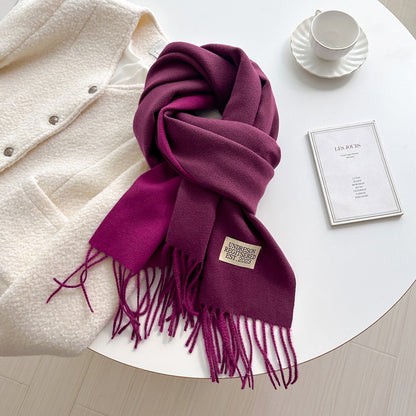 Women's Korean Double-sided Artificial Cashmere Pure Color Warm Scarfs