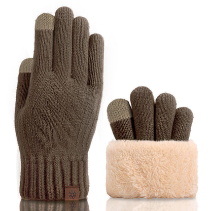 Men's Touch Screen Warm Wool Outdoor Windproof Gloves