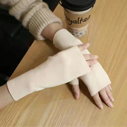 Women's & Men's Winter Self-heating Double-sided Half Finger Thin Fleece-lined Open Gloves