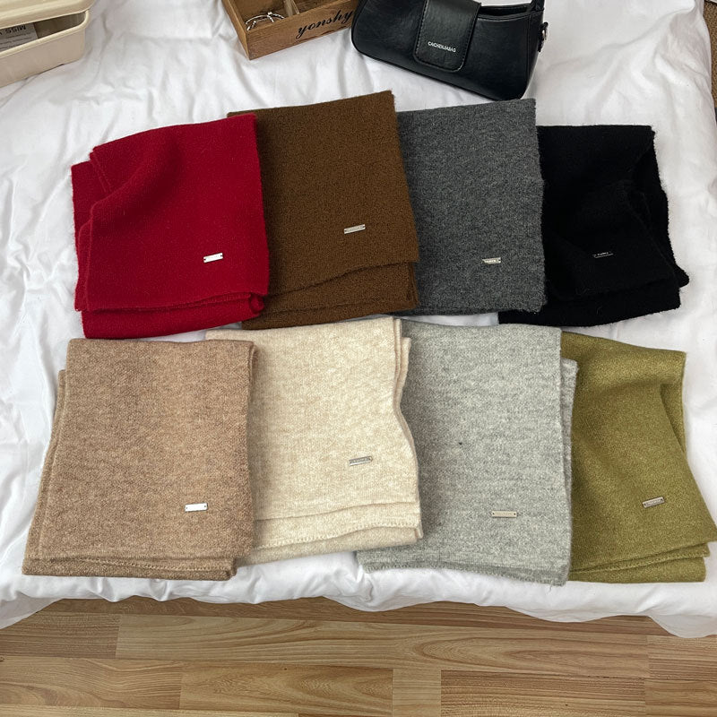 Style High-grade Knitted Pure Color Couple Scarfs