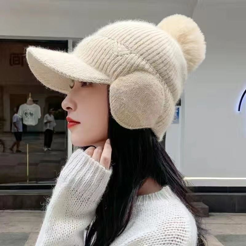 Women's Sky Knitted Plus Fluff Wool Peaked Hats & Caps