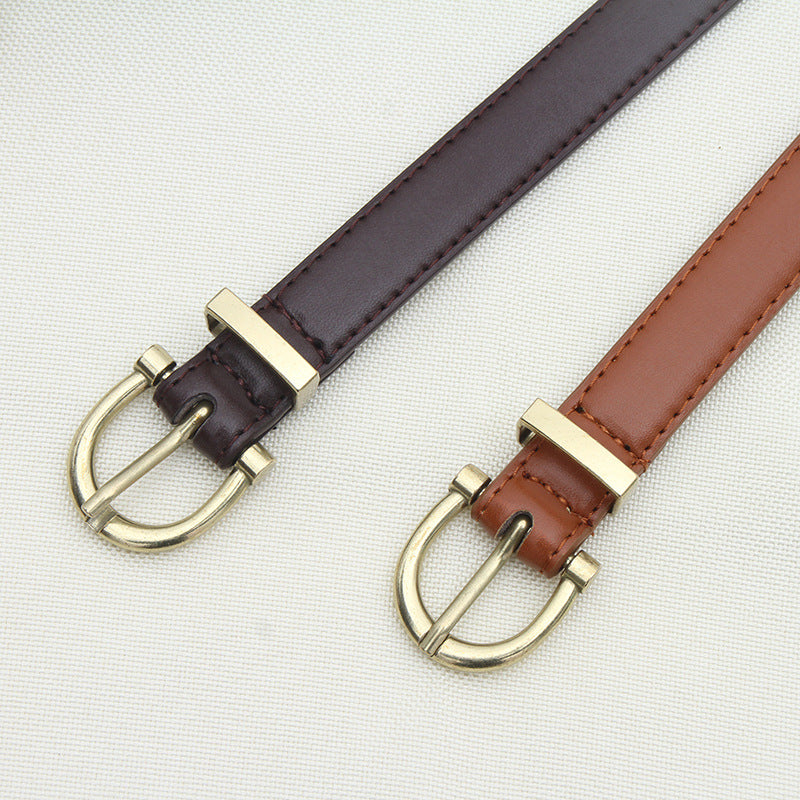 To Match Black Small Simple Thin Retro Belts