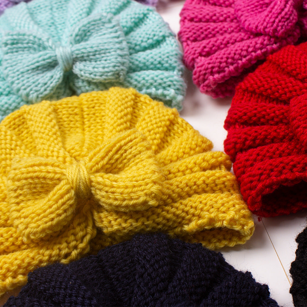 Bow Hat Knitted Warm Wool Beanie Kids' Headwear